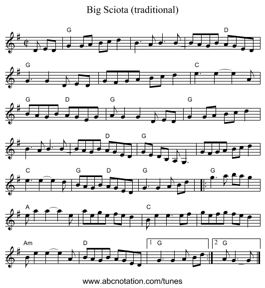 Big Sciota (traditional) - staff notation