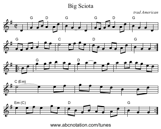 Big Sciota - staff notation