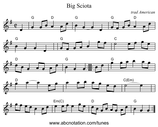 Big Sciota - staff notation