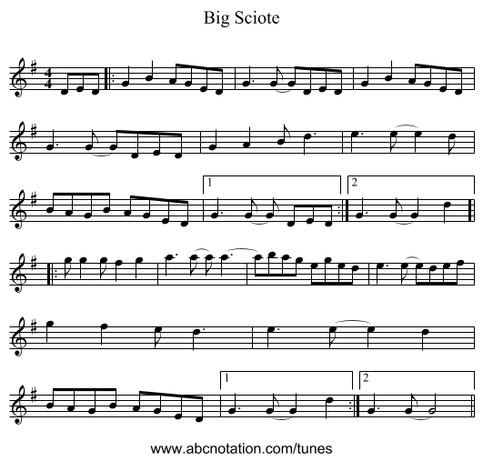 Big Sciote - staff notation