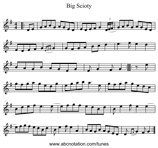 Big Scioty - staff notation