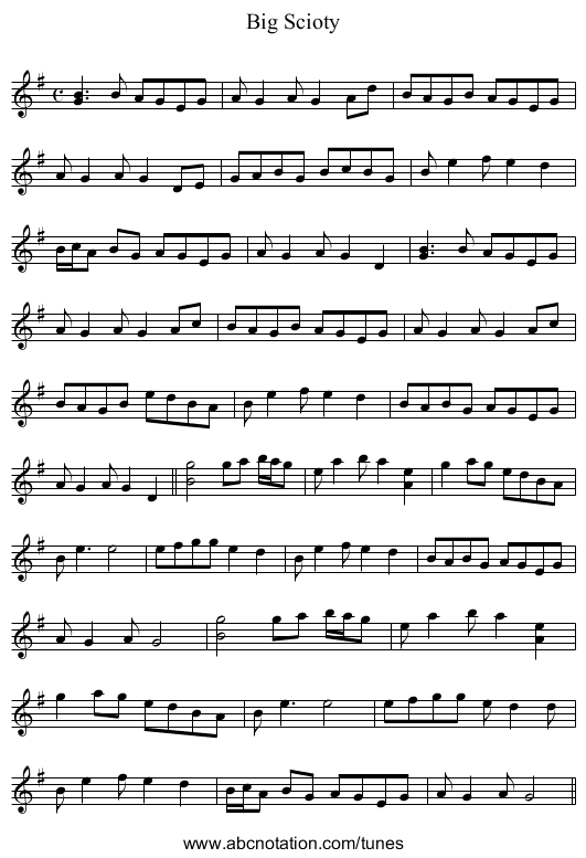 Big Scioty - staff notation