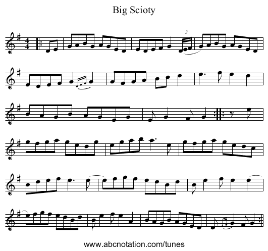 Big Scioty - staff notation