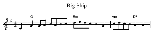 Big Ship - staff notation