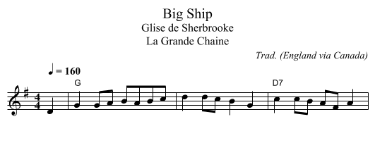 Big Ship - staff notation