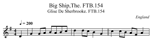 Big Ship,The. FTB.154 - staff notation
