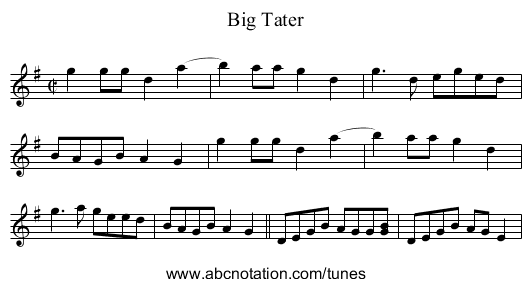 Big Tater - staff notation