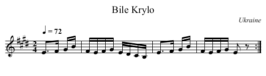 Bile Krylo - staff notation