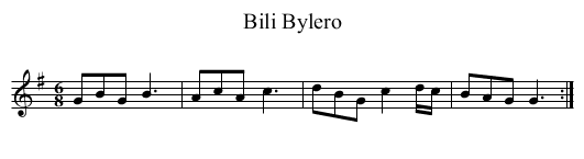 Bili Bylero - staff notation