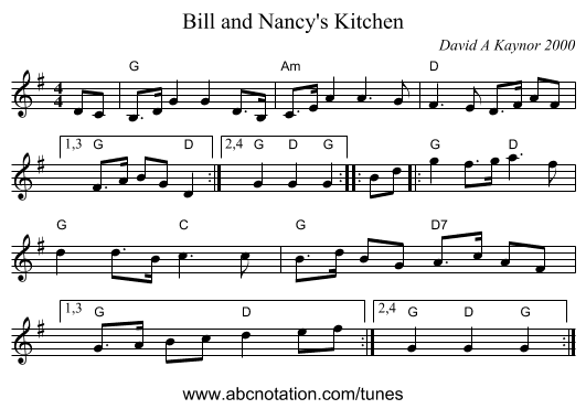 Bill and Nancy's Kitchen - staff notation