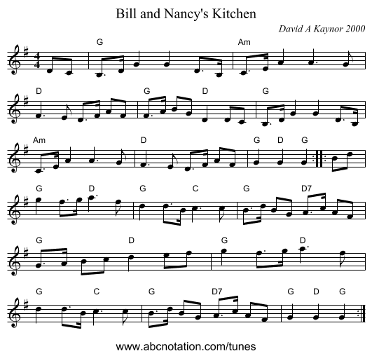 Bill and Nancy's Kitchen - staff notation