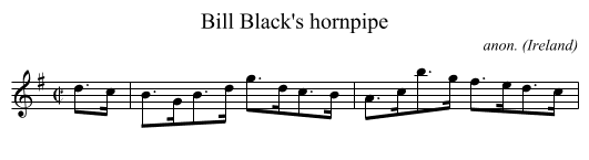 Bill Black's hornpipe - staff notation