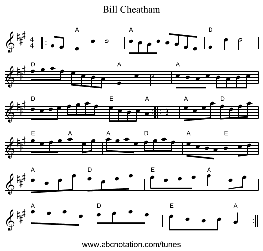 Bill Cheatham - staff notation