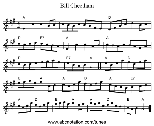Bill Cheetham - staff notation