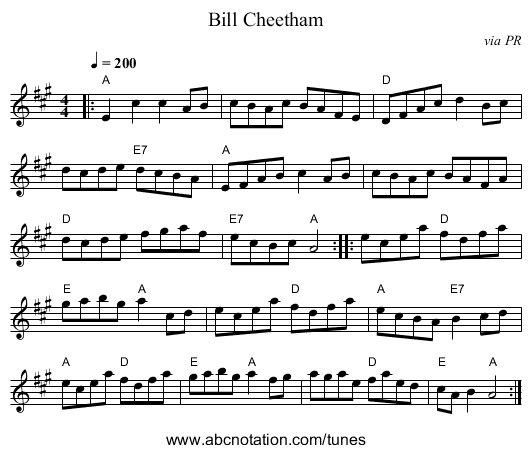 Bill Cheetham - staff notation