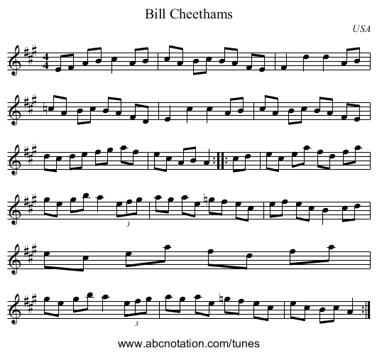 Bill Cheethams - staff notation