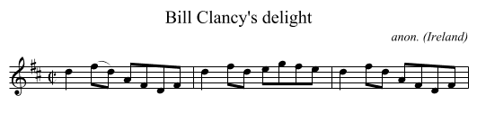 Bill Clancy's delight - staff notation