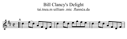 Bill Clancy's Delight - staff notation