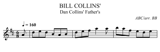 BILL COLLINS' - staff notation
