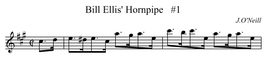 Bill Ellis' Hornpipe   #1 - staff notation