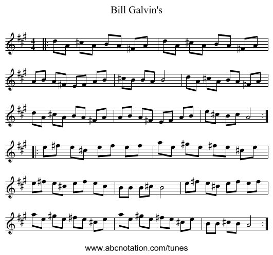 Bill Galvin's - staff notation