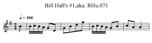 Bill Hall's #1,aka. RHu.071 - staff notation