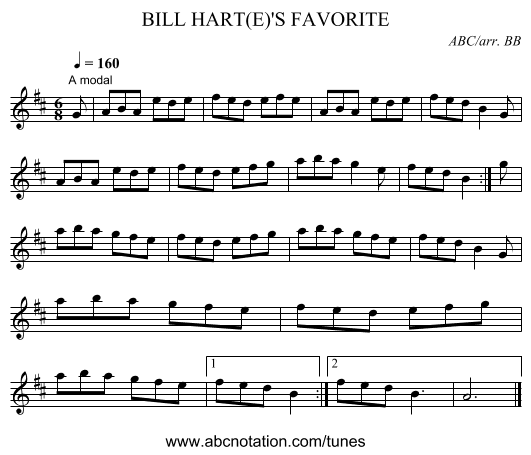 BILL HART(E)'S FAVORITE - staff notation