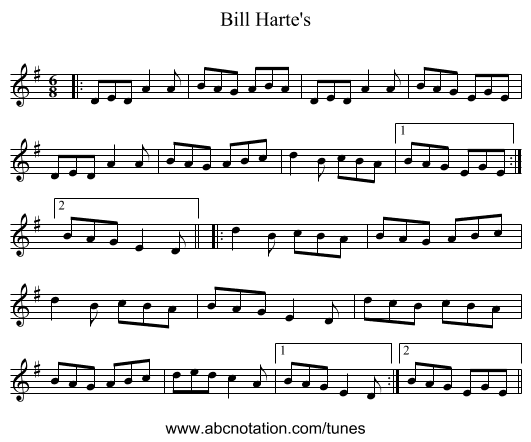 Bill Harte's - staff notation