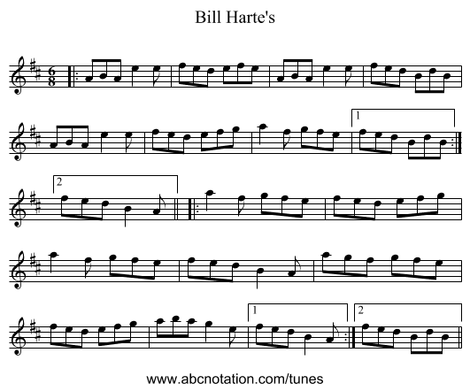 Bill Harte's - staff notation
