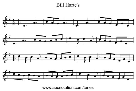 Bill Harte's - staff notation