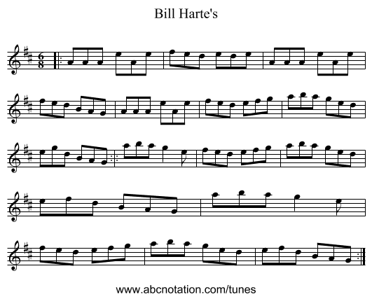Bill Harte's - staff notation