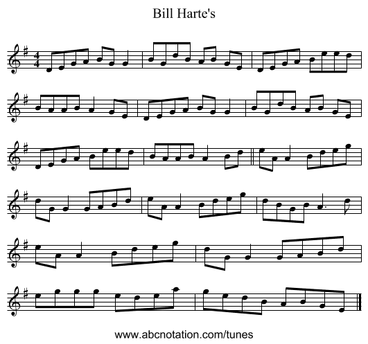 Bill Harte's - staff notation