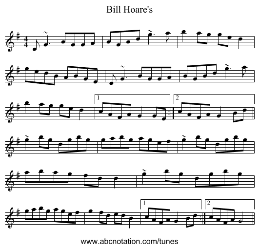 Bill Hoare's - staff notation