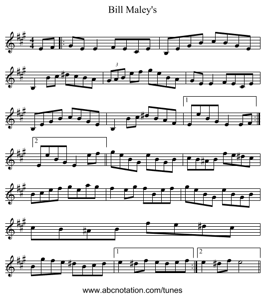 Bill Maley's - staff notation