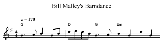 Bill Malley's Barndance - staff notation