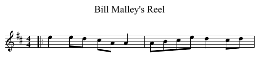 Bill Malley's Reel - staff notation
