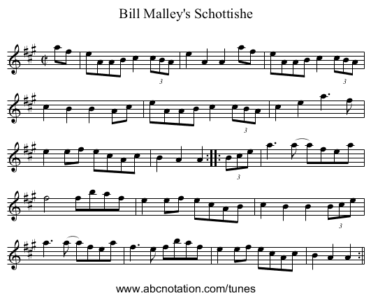 Bill Malley's Schottishe - staff notation