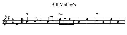 Bill Malley's - staff notation