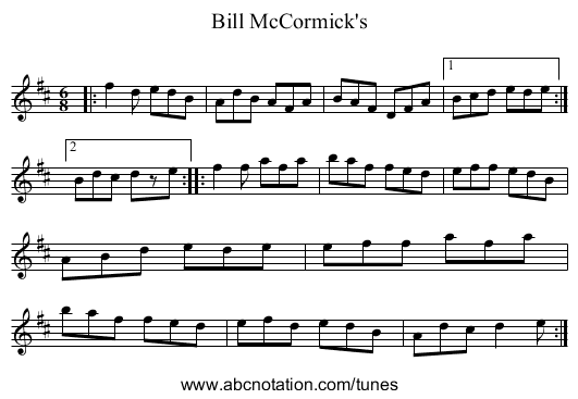 Bill McCormick's - staff notation
