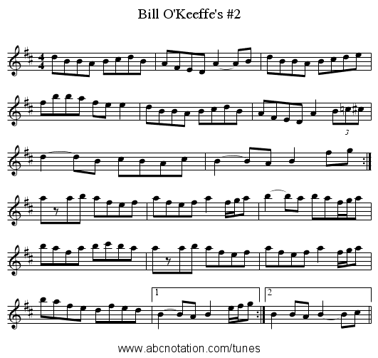 Bill O'Keeffe's #2 - staff notation