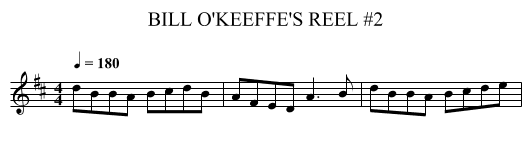 BILL O'KEEFFE'S REEL #2 - staff notation