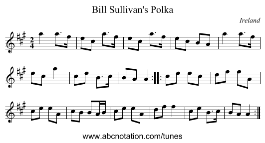 Bill Sullivan's Polka - staff notation