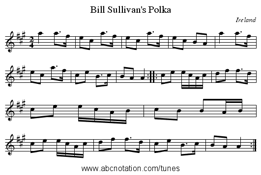 Bill Sullivan's Polka - staff notation