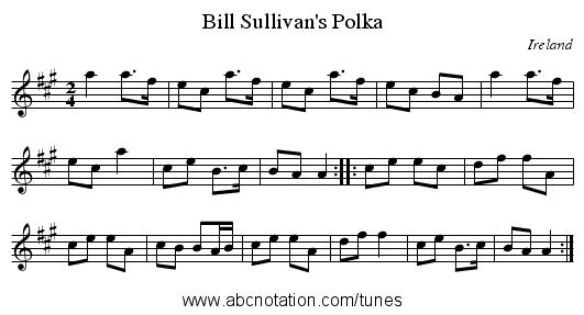 Bill Sullivan's Polka - staff notation