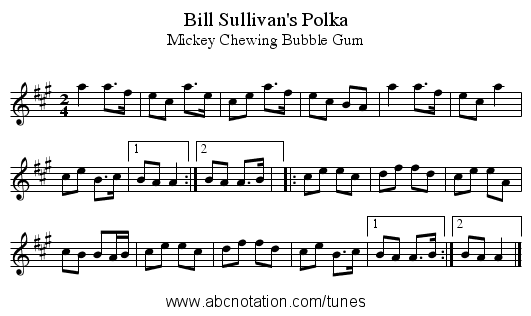 Bill Sullivan's Polka - staff notation