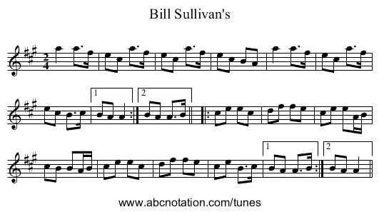 Bill Sullivan's - staff notation
