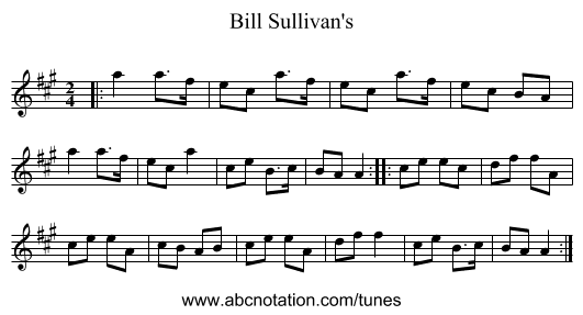 Bill Sullivan's - staff notation