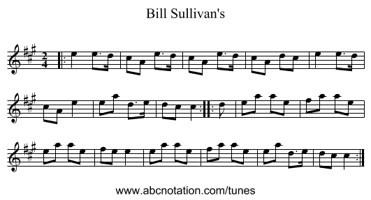 Bill Sullivan's - staff notation