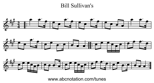 Bill Sullivan's - staff notation