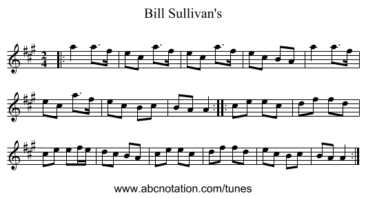 Bill Sullivan's - staff notation